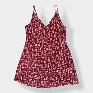 Sophia by Delicates Red with Heart Pattern Slip‎ Dress Size L